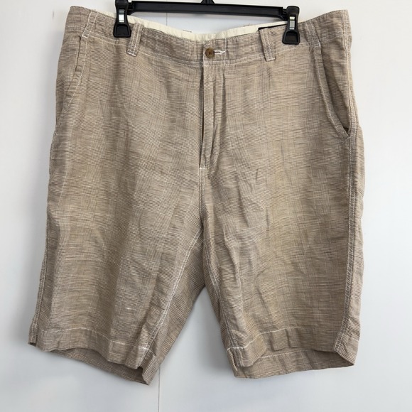 Tommy Bahama Shorts Mens Size 36‎ Brown Glen Plaid Linen Blend 10.5" Inseam - Picture 1 of 6